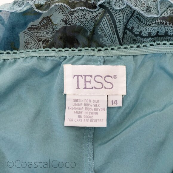 Vintage Tess Floral Paisley 14 Skirt 100% Silk Sheer Lace Fairy Witchy Festival - Picture 3 of 8